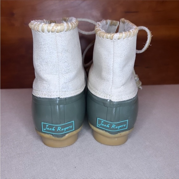 JACK ROGERS Chloe Classic Rain Boots In Olive/Metallic Beige Size 6 - Picture 3 of 9